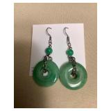 ICT416 Myrna Lee Chang Green Jade Earrings (#1)