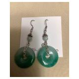 ICT420 Myrna Lee Chang Green Jade Earrings (#5)