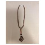 ICT431 Myrna Lee Chang Fossil Pendant On Cord Necklace 