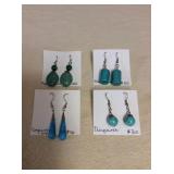 ICT472 Four Pairs Of Myrna Lee Chang Turquoise Earrings 