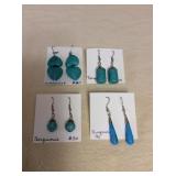 ICT473 Four Pairs Of Myrna Lee Chang Turquoise Earrings 