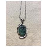 ICT479 Myrna Lee Chang Antique Jade Pendant & Sterling Silver Chain
