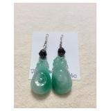 ICT481 Myrna Lee Chang Green Jade Earrings 