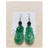ICT482 Myrna Lee Chang Green Jade Earrings 