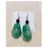 ICT483 Myrna Lee Chang Green Jade Earrings 