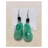 ICT484 Myrna Lee Chang Green Jade Earrings 
