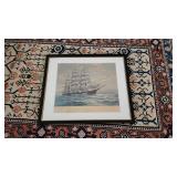 MKM005 Vintage Framed Pam-Am American Clipper Sailing Ship First/Business Class Menu