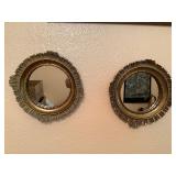 MKM029 Pair Of Two Round Framed Wall Hanging Mirrors