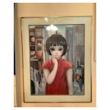 MKM032 Vintage Framed Margaret Keane "Sad Eyes" Print