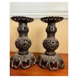 MKM035- Pair Of Vintage Metal Candle Holders