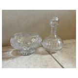 MKM099- Crystal Decanter & Bowl Lot