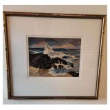 MKM119 - Framed Art Original Watercolor "Mokapu Coast" by C. Lemmons