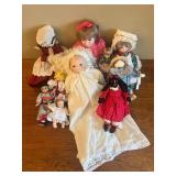 MKM143- Collectible Vintage Porcelian & Cloth Dolls Lot