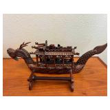 MKM209- Vintage Hand Carved Chinese Teak Wood Dragon