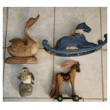 MKM218 Vintage Carved Wood Animal Friends & More Miniatures