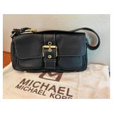 MKM241- Michael Kors Black Leather Shoulder Bag