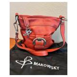 MKM264- B.Makowsky Burnt Orange Leather Bag