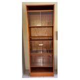 MKM276- Danish Wooden (7) Shelves Display Cabinet Glass Sliders