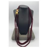 MKM409-Designer Nolan Miller 3 Strand Beaded Necklace With Fancy Clasp