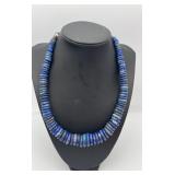 MKM411-Kenneth Jay Lane Designer Lapis Necklace Sterling Silver Clasp