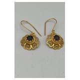 MKM421-18k Gold Earrings With Black Gemstone