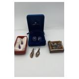 MKM424-4 Prs Of Sterling Silver Earrings & A Brooch