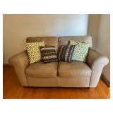 KDE050- Natuzzi Beige Leather Couch