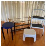 KDE065- Shoe Rack And Stool Lot