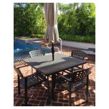 KDE088 Patio Table With 4 Chairs And Umbrella *Read Staging Info