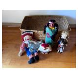KDE101- Vintage Dolls & Woven Basket Lot