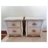 KDE121- Pier 1 Imports White Wicker Night Stands *Read Staging Info
