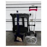 KDE266- Sawhorse, Hand Truck With Hand Duster