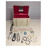 KDE275 Vintage Jewelry Box & Various Costume Jewelry 