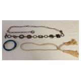 KDE283 Chico’s Metal Chain Belt, Clip & Tassel 