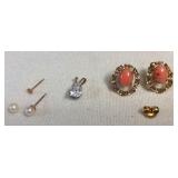 KDE284 Cubic Zirconia Pendant & Pink Coral & Pearl Earrings 