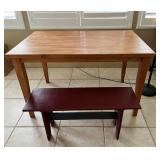 MKM279- (4) Seater Dining Table With Bench (SEE DESCRIPTION)