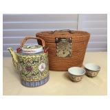 MMT007 Vintage Chinese Tea Set In Basket