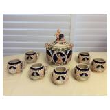 MMT008 Gerz Germany Wine Punch Bowl With Lid & Seven Cups