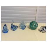 MMT044 Five Art Glass Paperweights 