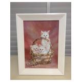 MMT098 Vintage Framed Original Painting Of Kittens