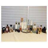 MMT133 Various Vintage Perfume Bottles & Mirrored Vanity Tray 
