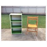 MMT138 Small Bookshelf & Wooden Folding Chair