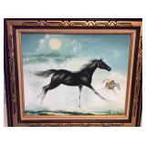 MMT141 Original Framed Oil Paintings Of Horses