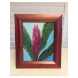 MMT142 Koa Framed Original Painting Of Ginger Flower