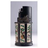 WAC023 Early Chinese Ceramic Cylindrical Pot Opium Burner People, Landscape Scenes 1700s? #4 of 5 