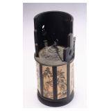 WAC024 Early Chinese Ceramic Cylindrical Pot Opium Burner 1700s? Landscape, People Scenes #5 of 5 