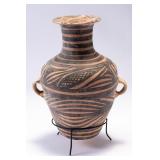 WAC044 Large Circa 3000-2100 B.C. Two Handled Clay Vessel w/Painted Design 