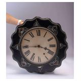 WAC048 Large Antique Wall Clock - Wood with Mother of Pearl Inlay 