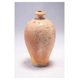 WAC054 Sung Dynasty Carved Pottery Crackle Glaze Vase 