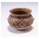 WAC057 Earthenware Jar w/Red Painted Decoration - Diamond Pattern 